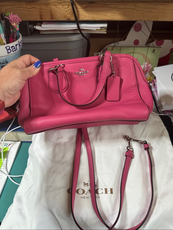 Coach Handbags - Coach Hot Pink Pebbled Leather Satchel with Removable Strap
